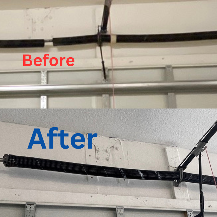 Expert fixing damaged garage door
