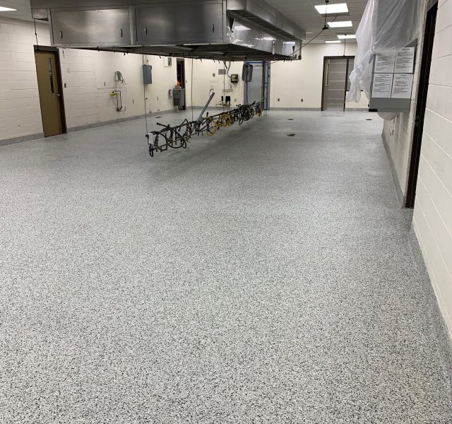 Epoxy flooring installed in a commercial food and beverage facility